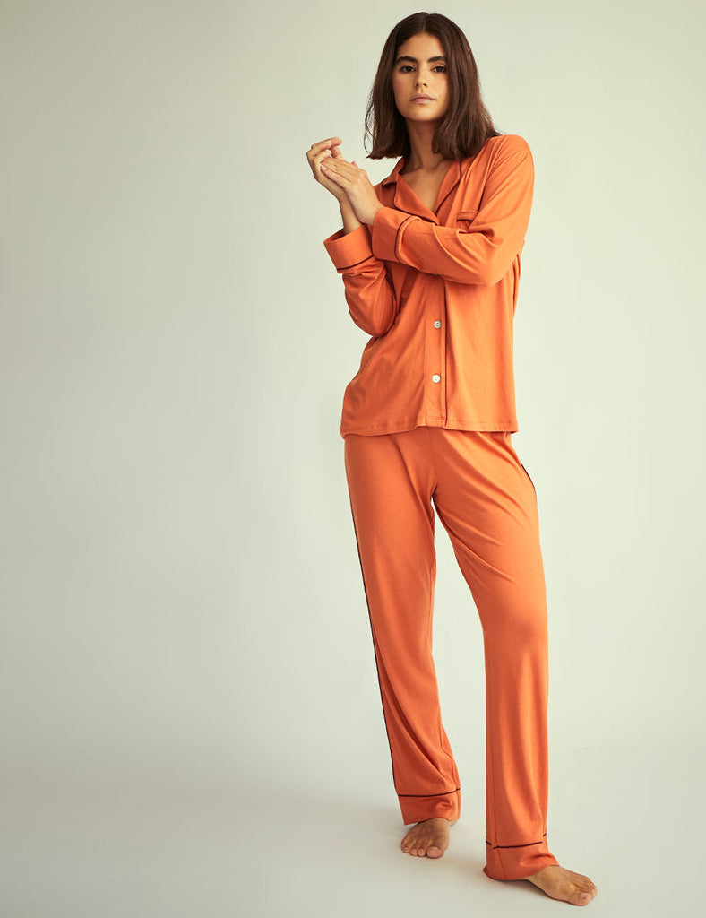 pijama para mujer naranja algodón