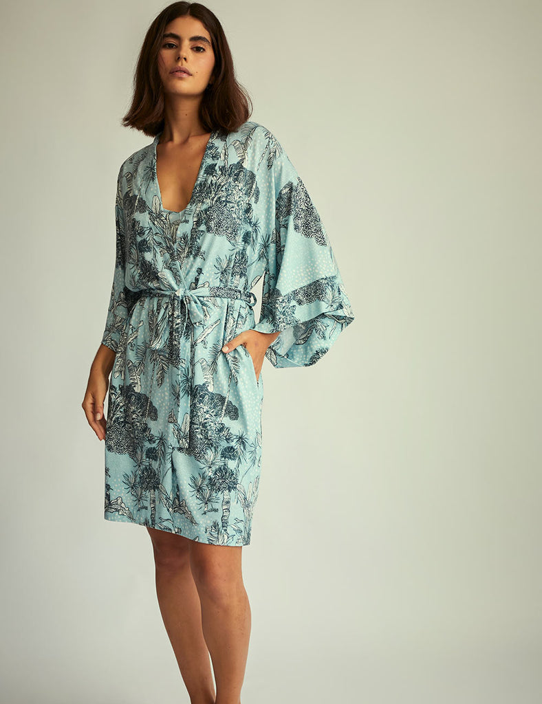 kimono jungle dots celeste