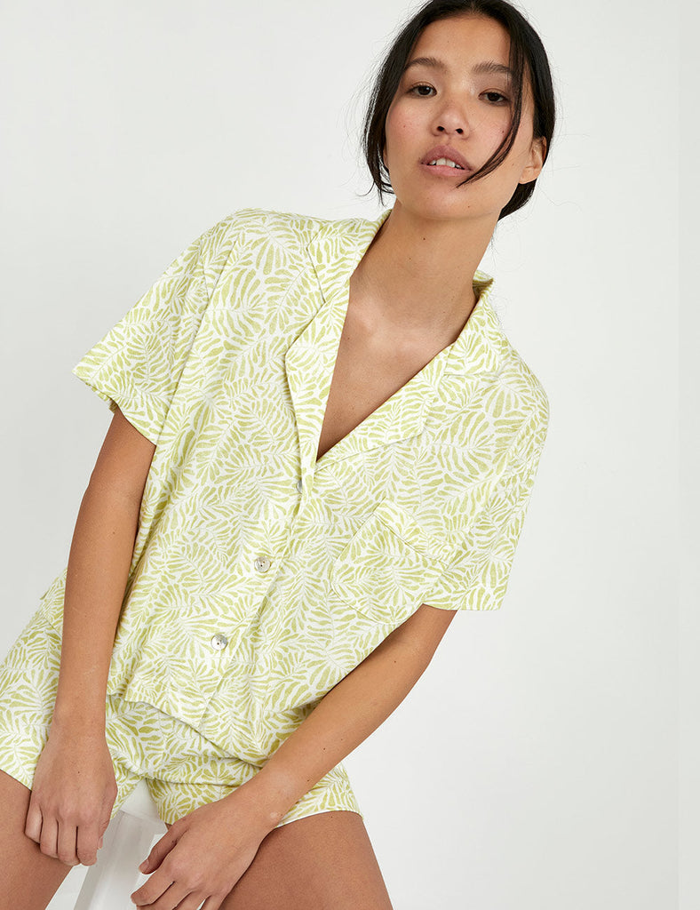 pijama para mujer short Citron Leaves verde