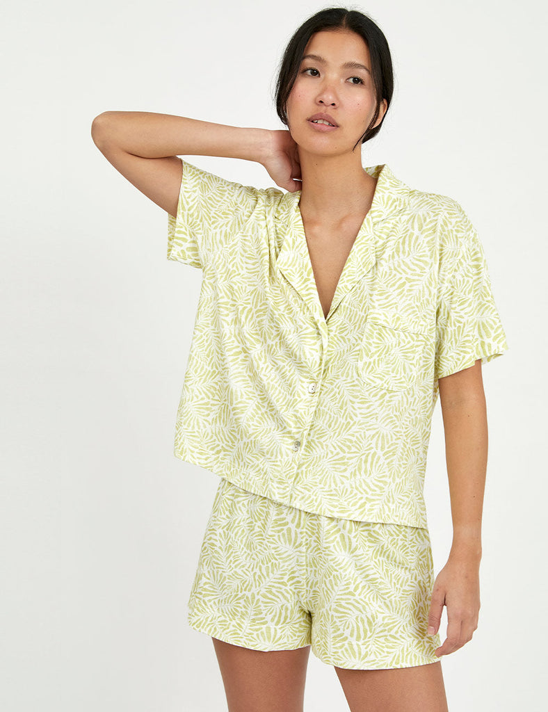 pijama boyfriend aria verano mujer algodon verde blanco