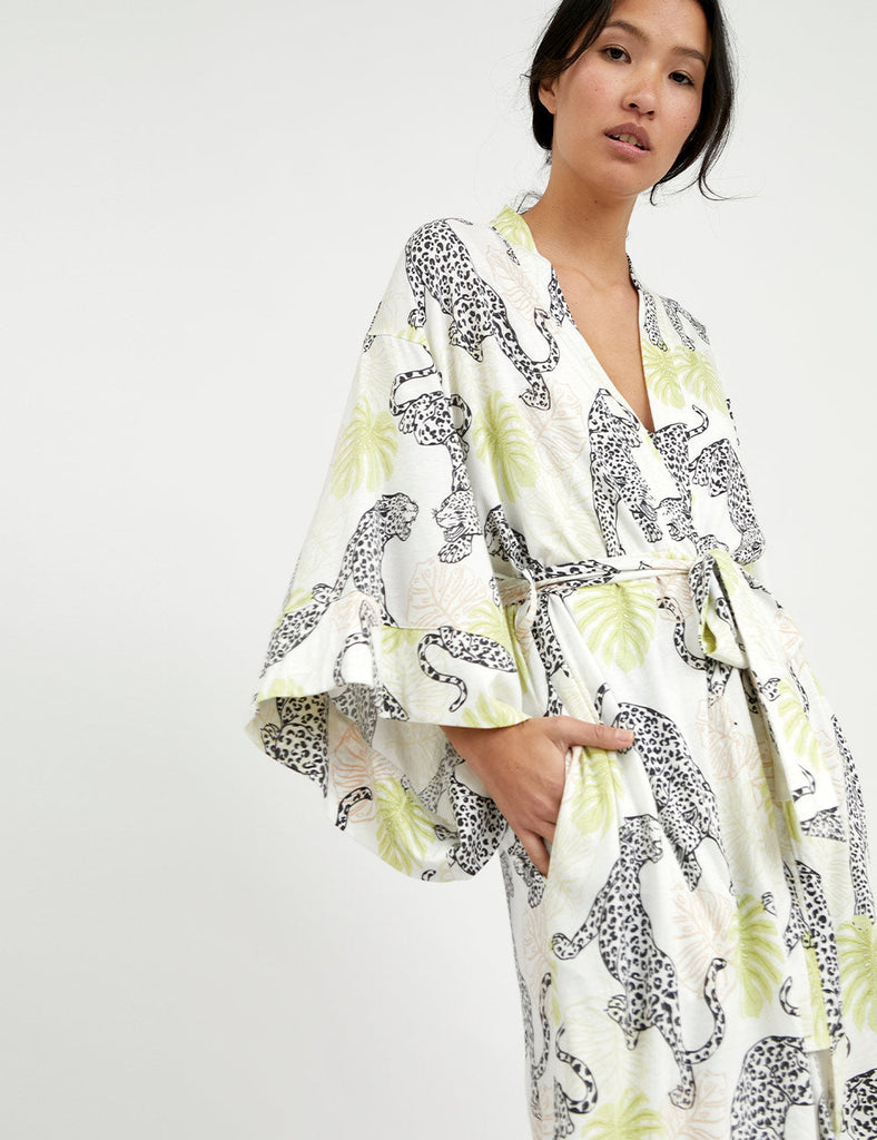 kimono amazon wild blanco leopardo verano