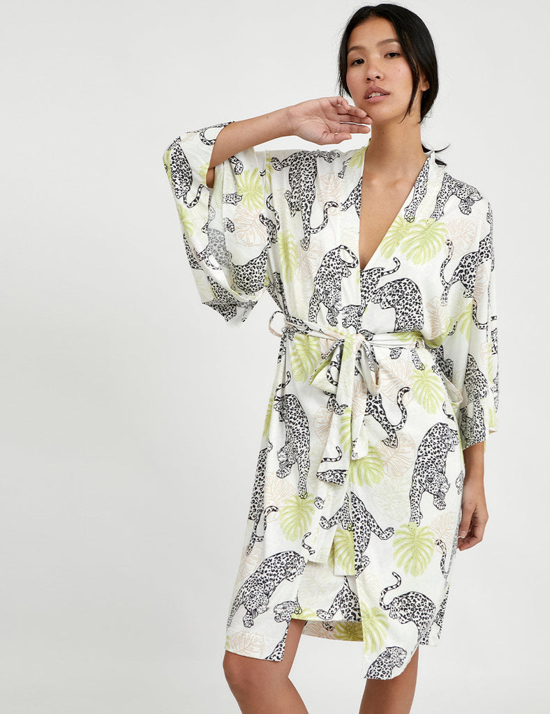 kimono midi para mujer amazon wild blanco leopardo