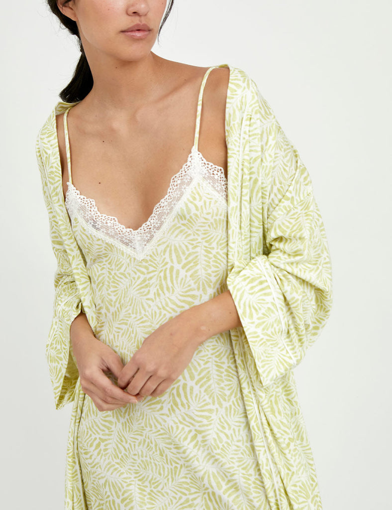 bata para dormir mujer Citron Leaves verde