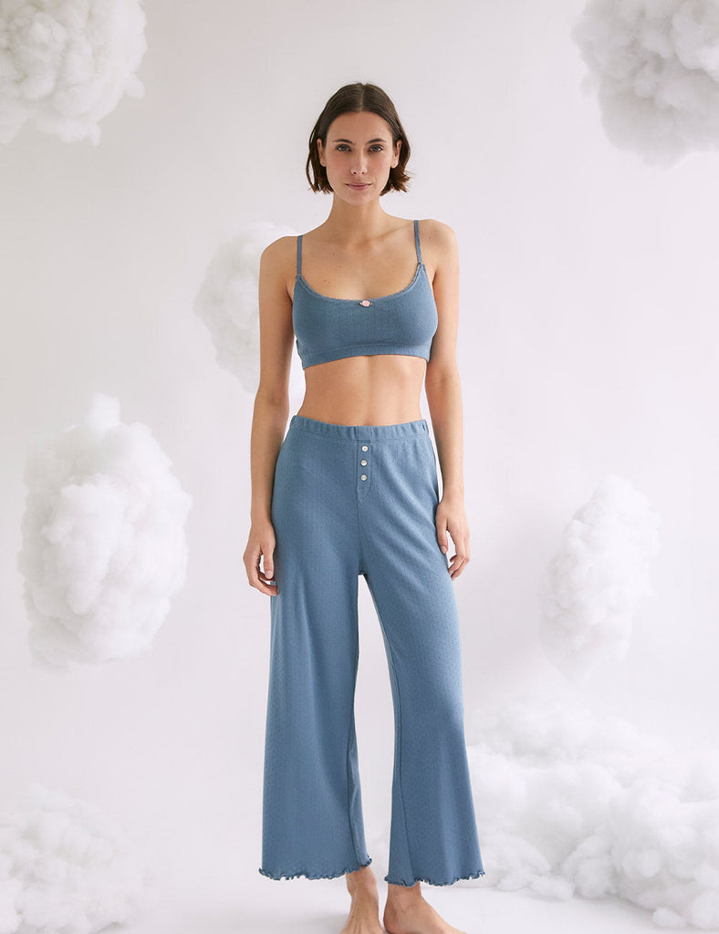 Bralette Pointelle Blue Serenity algodón pima