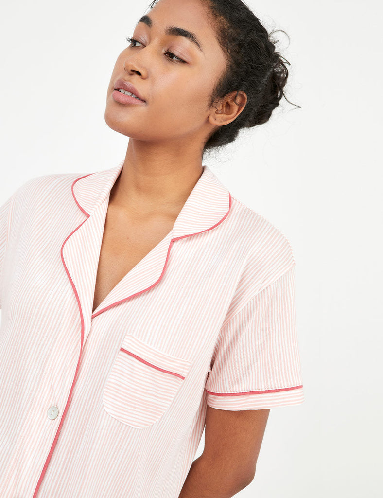 camisola boyfriend detalle pink stripes rosa rayas