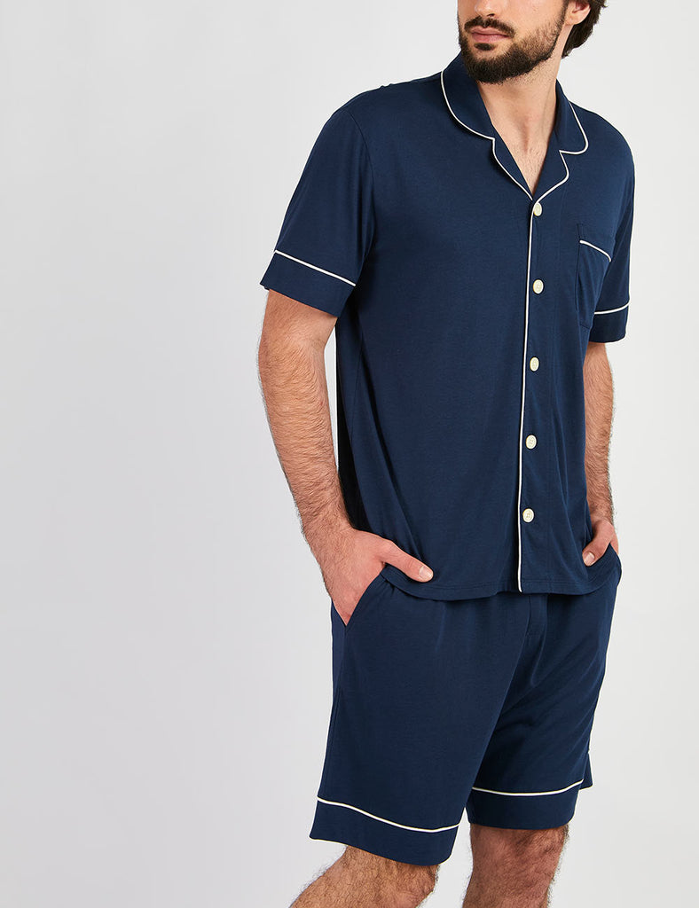 pj camisero corto indigo azul hombre