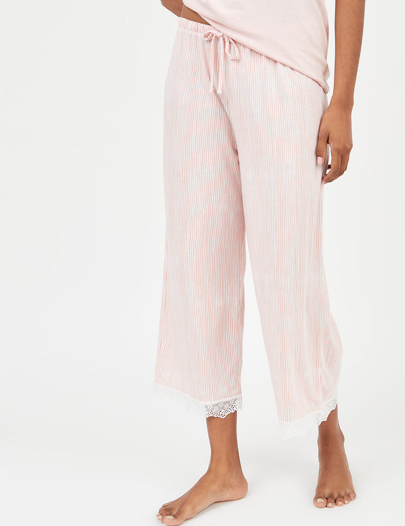 capri rosa rayas pantalón verano algodón