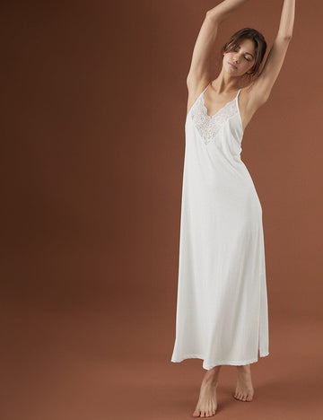 novia pijama blanco vestido camisola encaje