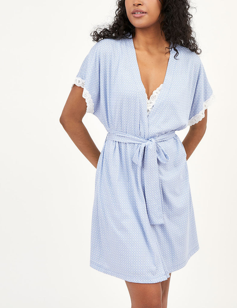 bata para mujer pijama algodón verano celeste marine coast