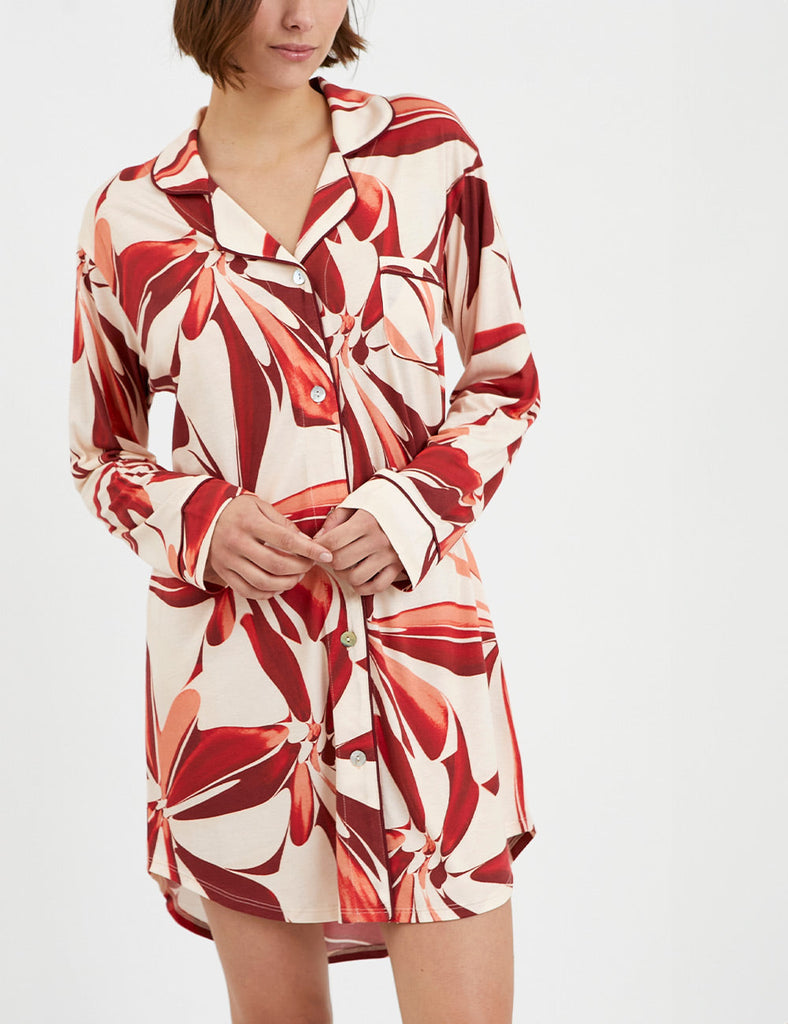 camisola boyfriend abstract bloom rojo