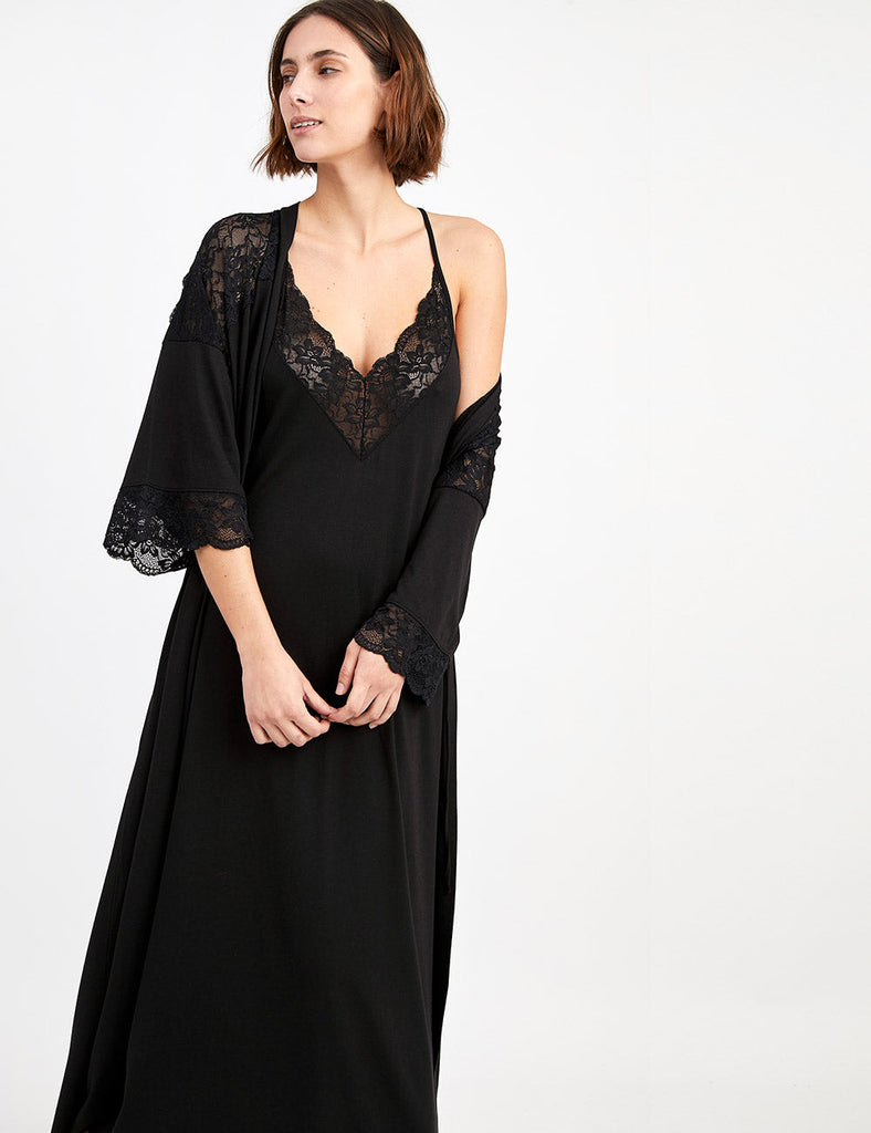 pijama para novia vestido bata negro