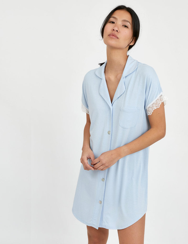 vestido manga corta atlantis celeste 