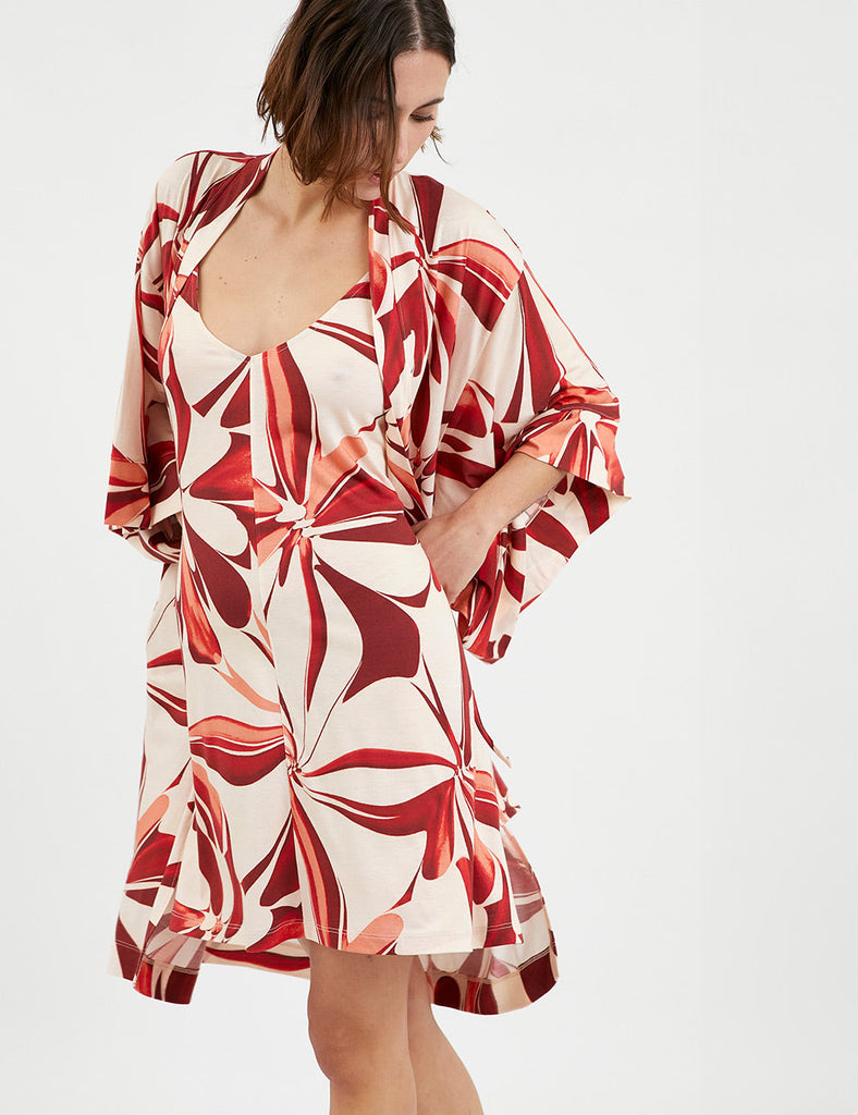 pijama vestido para dormir verano rojo flores