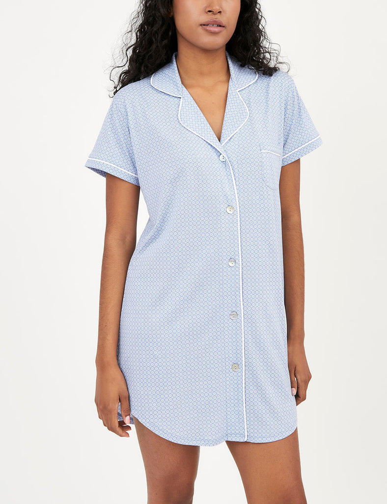 camisola dormir mujer manga corta celeste