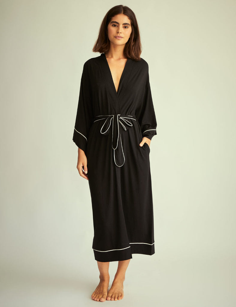 kimono negro algodón pima