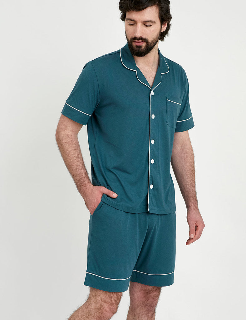 pijama hombre verde manga corta short