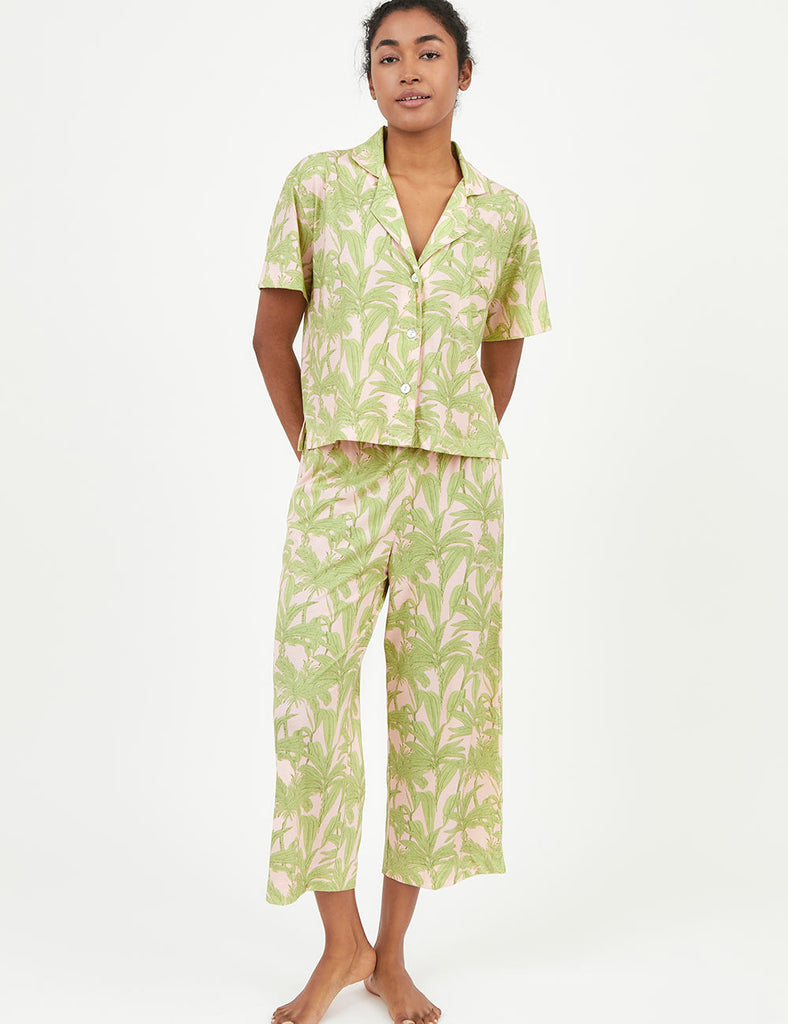 pijama manga corta capri palm trees mujer