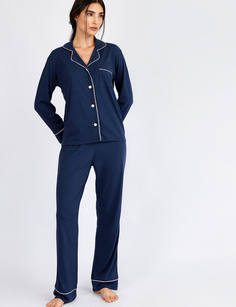 pijama boyfriend azul oscuro mujer invierno