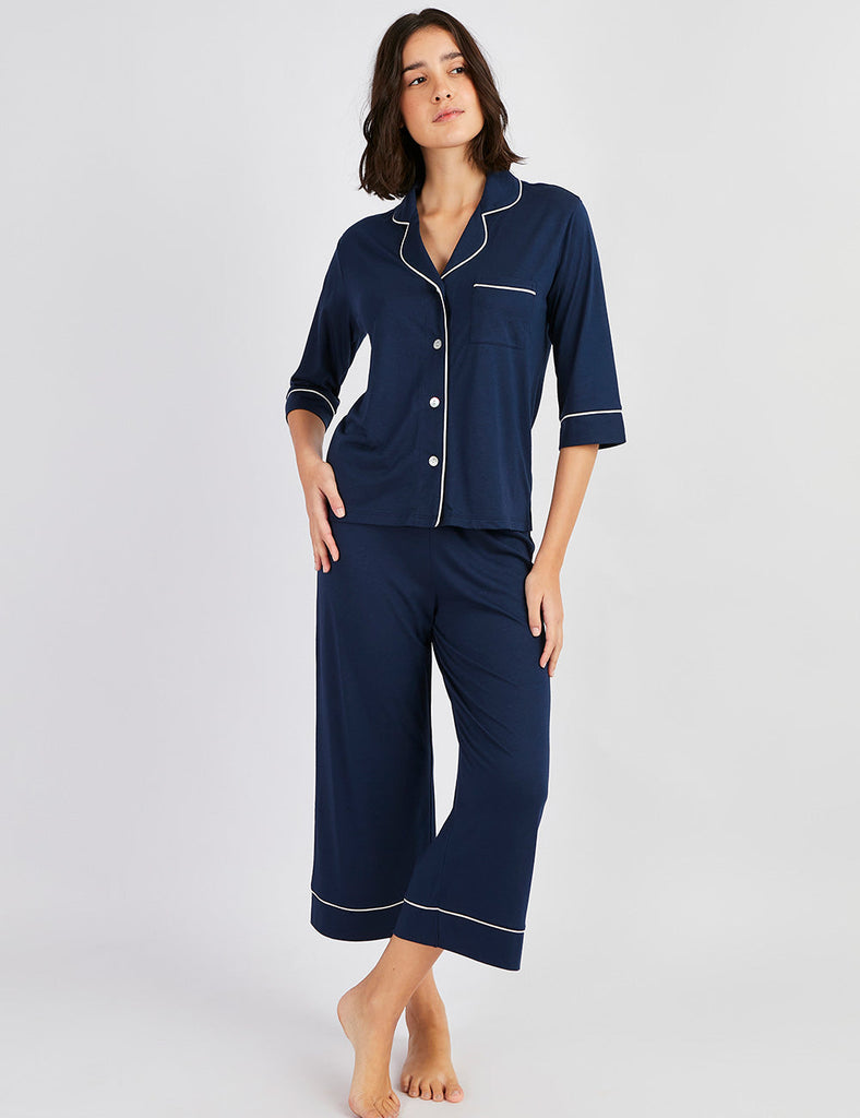 pijama para mujer indigo azul lima algodón pima