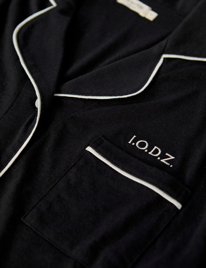 Camisero Vestido Pijamas para Mujer Invierno Negro Manga Larga Algodón