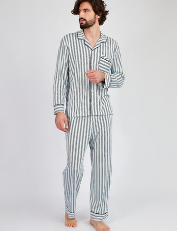 pijama camisero hombre rayas azul