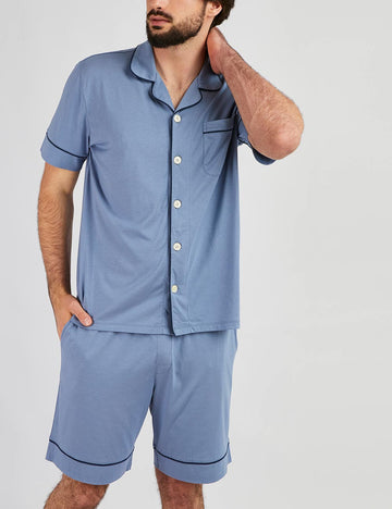 pijama para hombre celeste algodón
