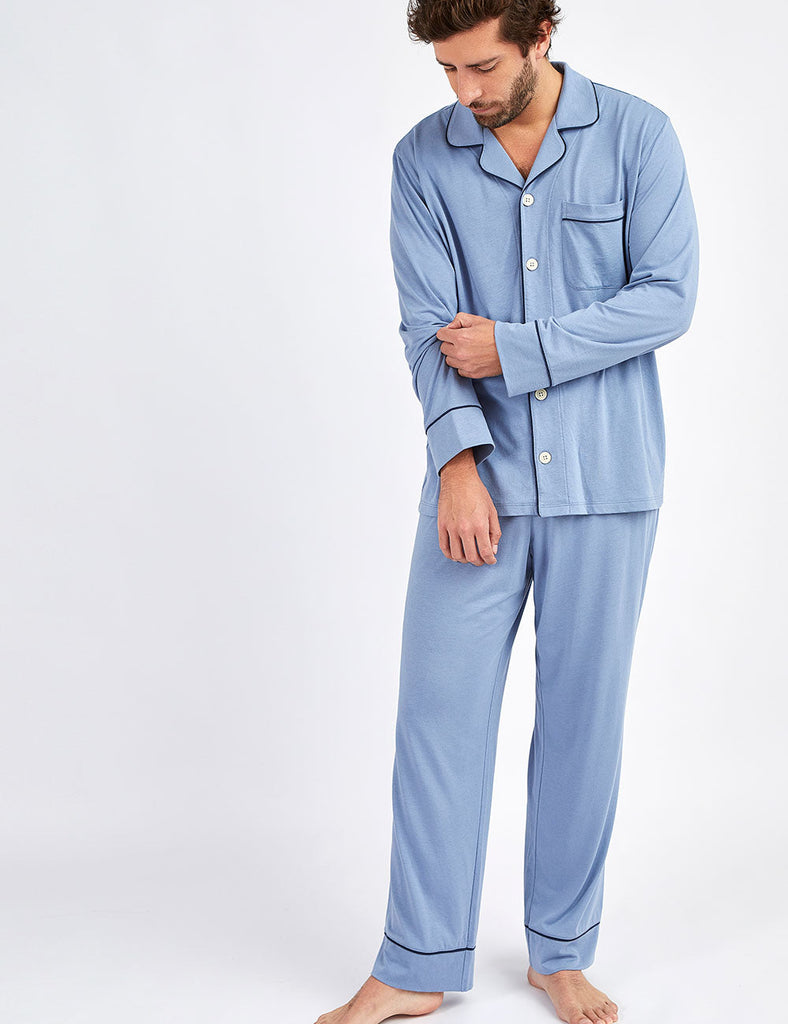 pijama camisero ocean blue hombre algodón