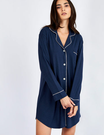 pijama camisola manga larga azul oscuro