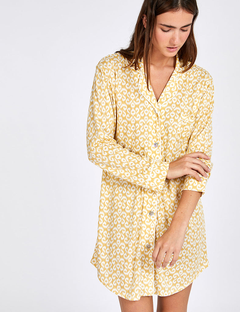 Vestido Camisola Mujer Compra Online Amarillo Blanco Estampado